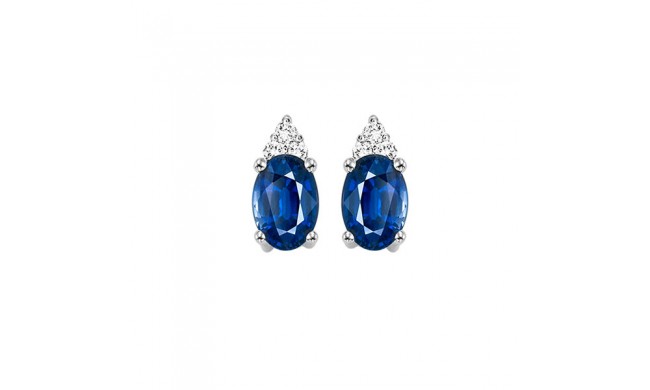 Gems One 10Kt White Gold Diamond (1/20Ctw) & Sapphire (5/8 Ctw) Earring