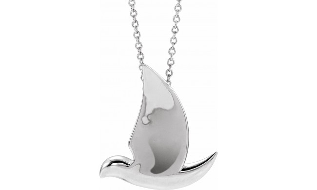 14K White Holy Spirit Dove 16-18 Necklace