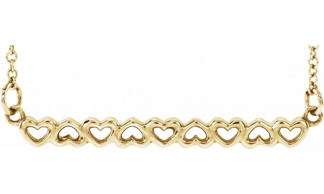 14K Yellow Heart Bar 16-18 Necklace