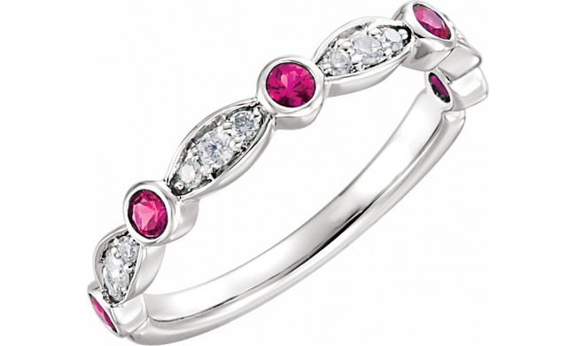 14K White Ruby & 1/6 CTW Diamond Ring