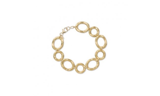 14K Yellow Gold Oval & Round Wavy Bracelet