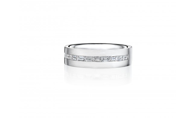 Henri Daussi 6mm Men's Wedding Band  Platinum White 0.69 Ctw.