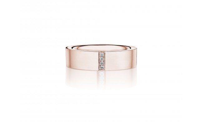 Henri Daussi 6mm Men's Wedding Band MB132 14k Gold Rose B 0.04 Ctw, W 0.03 Ctw Black Diamond, White Diamond