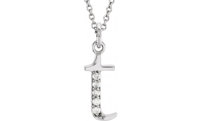 14K White .025 CTW Diamond Lowercase Initial t 16 Necklace