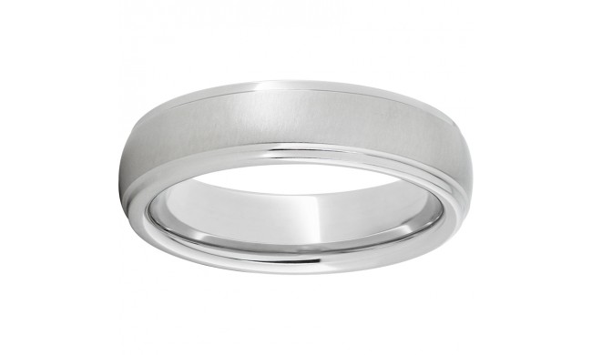 Serinium Domed Grooved Edge Band with Cross-Satin Finish
