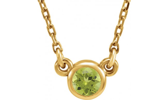 14K Yellow 4 mm Round Peridot Bezel-Set Solitaire 16 Necklace