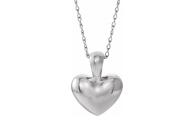 14K White Youth Heart 15 Necklace