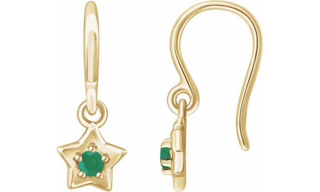 14K Yellow 3 mm Round May Youth Star Birthstone Earrings