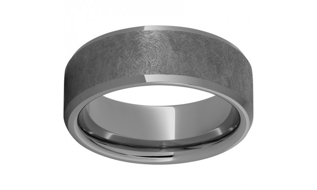 Rugged Tungsten  8mm Beveled Edge Band with Sentinel Finish
