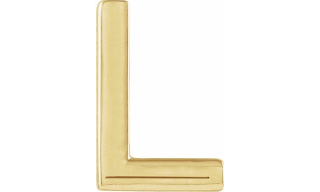 14K Yellow Single Initial L Earring