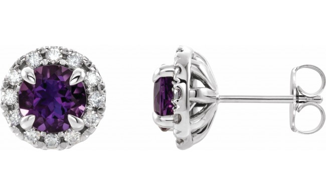 14K White Amethyst & 1/3 CTW Diamond Earrings