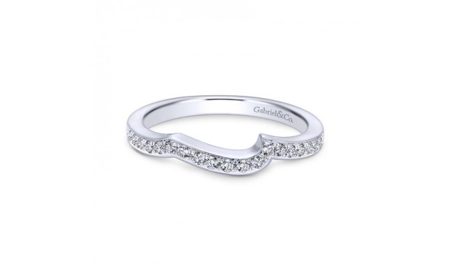 Gabriel & Co. 14k White Gold Contemporary Curved Wedding Band