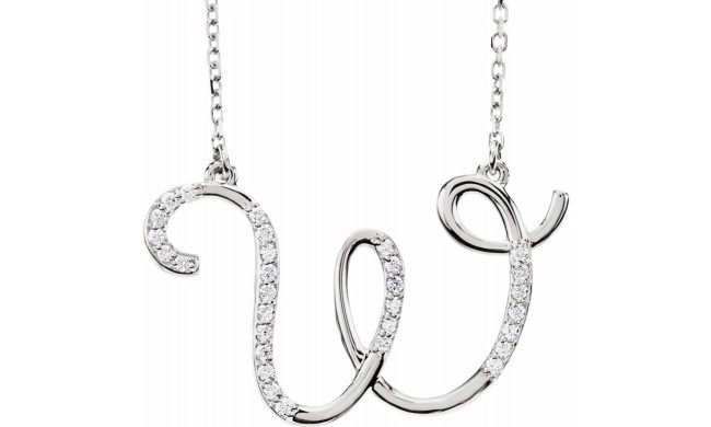 14K White 1/10 CTW Diamond Initial W 16 Necklace
