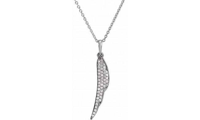 14K White 1/5 CTW Diamond Feather 16-18 Necklace