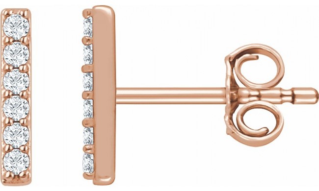 14K Rose 1/10 CTW Diamond Bar Earrings