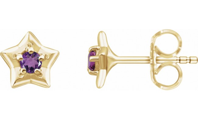 14K Yellow 3 mm Round February Youth Star Birthstone Earrings