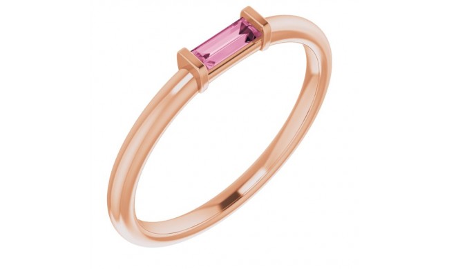 14K Rose Pink Tourmaline Stackable Ring