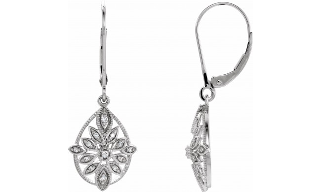 14K White 1/6 CTW Diamond Granulated Filigree Earrings