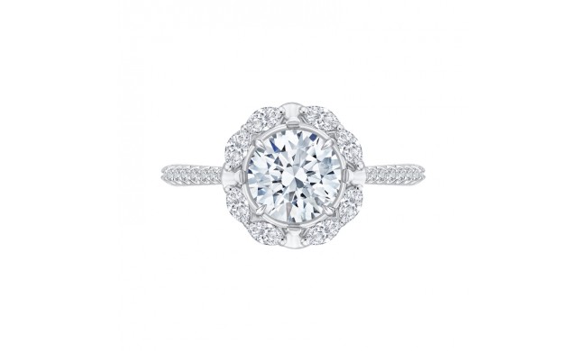 Shah Luxury 14K White Gold Round Diamond Halo Engagement Ring (Semi-Mount)