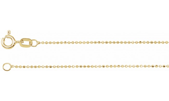 14K Yellow 1 mm Diamond-Cut Bead Chain 7 Bracelet
