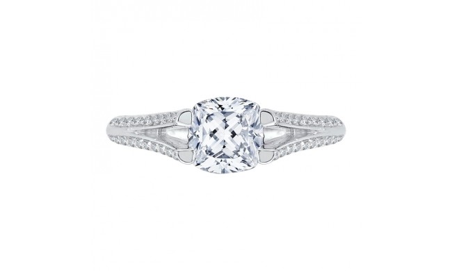 Shah Luxury Cushion Diamond Engagement Ring with Split Shank In 14K White Gold (Semi-Mount)