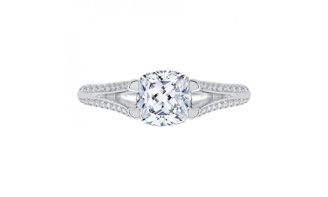 Shah Luxury Cushion Diamond Engagement Ring with Split Shank In 14K White Gold (Semi-Mount)