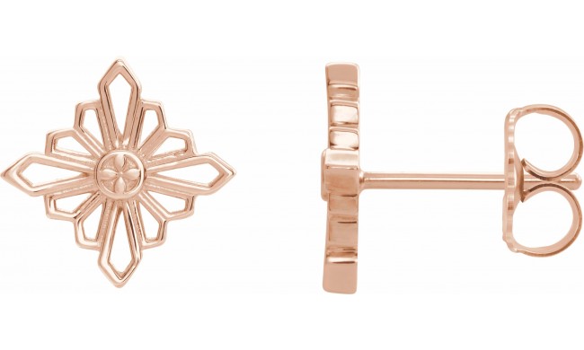 14K Rose Geometric Earrings with Backs
