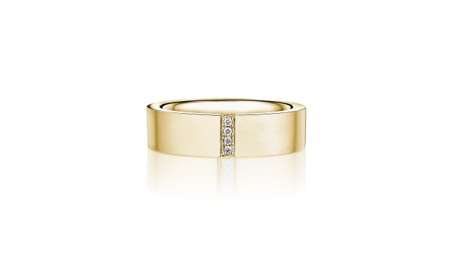 Henri Daussi 6mm Men's Wedding Band MB132 18k Gold Yellow B 0.04 Ctw, W 0.03 Ctw Black Diamond, White Diamond