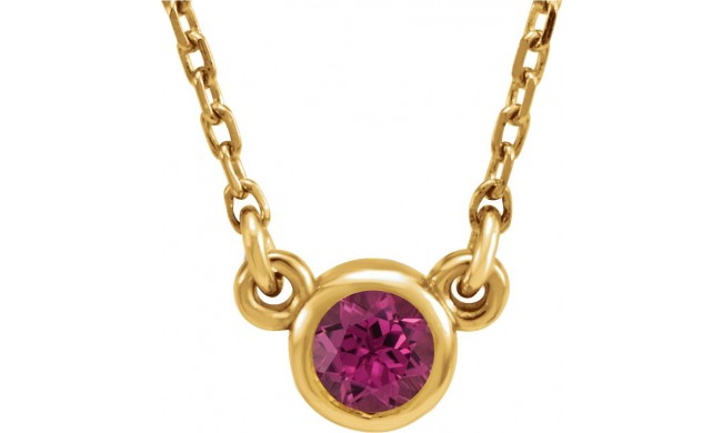 14K Yellow 4 mm Round Pink Tourmaline Bezel-Set Solitaire 16 Necklace