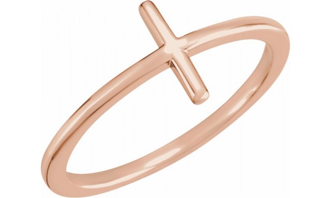 14K Rose Sideways Cross Ring