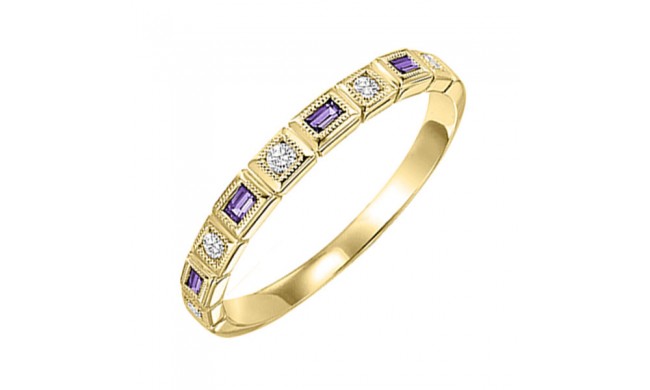 Gems One 10Kt Yellow Gold Diamond (1/10Ctw) & Amethyst (1/8 Ctw) Ring