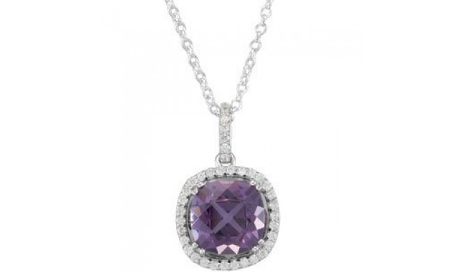 14K White Amethyst & 1/3 CTW Diamond 18 Necklace