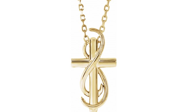 14K Yellow Cross 16-18 Necklace