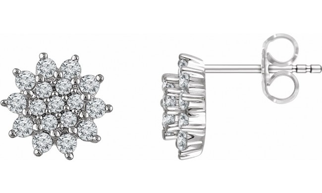 14K White 1/2 CTW Diamond Cluster Stud Earrings