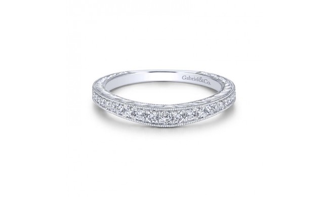 Gabriel & Co. 14k White Gold Victorian Curved Wedding Band