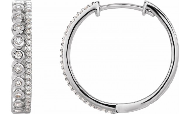 14K White 1/3 CTW Diamond Geometric Hoop Earrings