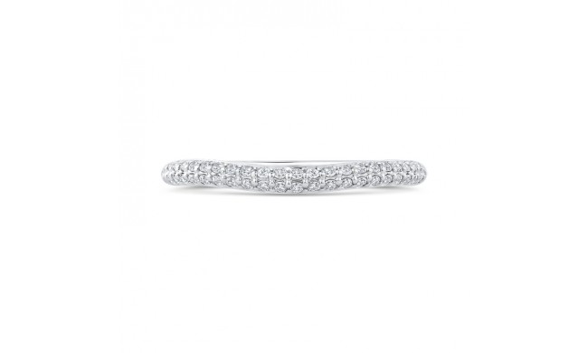 Shah Luxury 14K White Gold Double Row Round Diamond Wedding Band