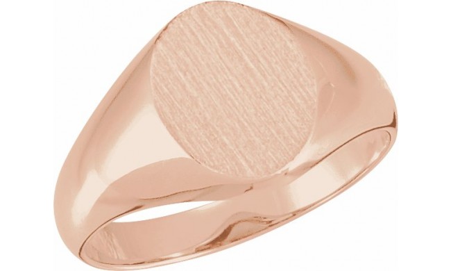 14K Rose 11x9.5 mm Oval Signet Ring