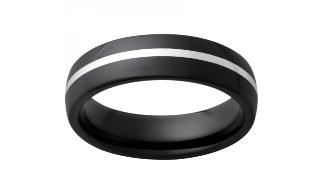 Black Diamond Ceramic Domed Band with 1mm Sterling Silver Inlay