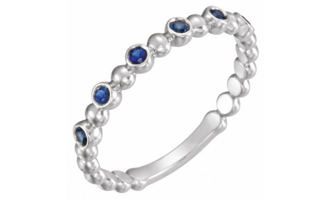 14K White Blue Sapphire Stackable Ring