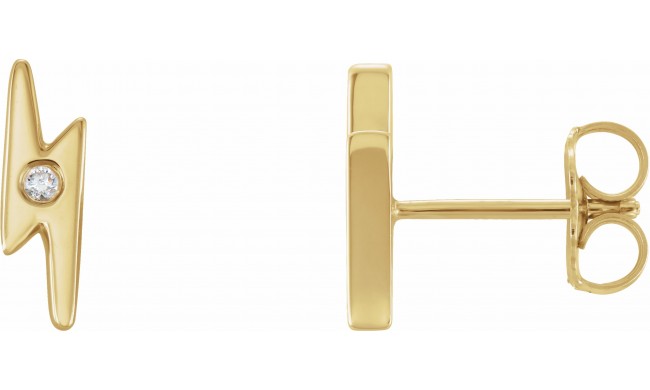 14K Yellow .03 CTW Diamond Lighting Bolt Earrings