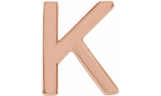 14K Rose Single Initial K Earring