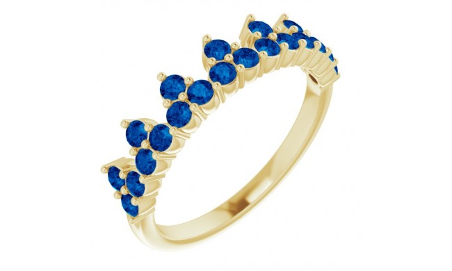 14K Yellow Blue Sapphire Crown Ring