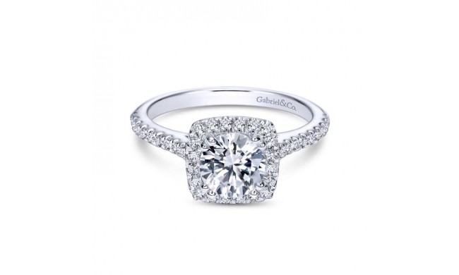 Gabriel & Co. 14k White Gold Contemporary Halo Engagement Ring