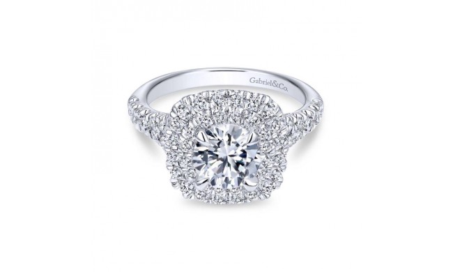 Gabriel & Co. 14k White Gold Contemporary Double Halo Engagement Ring