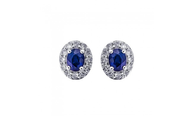 Gems One 10Kt White Gold Diamond (1/6Ctw) & Sapphire (3/8 Ctw) Earring