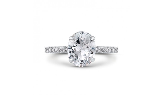 Shah Luxury 14K White Gold Oval Diamond Cathedral Style Engagement Ring (Semi-Mount)