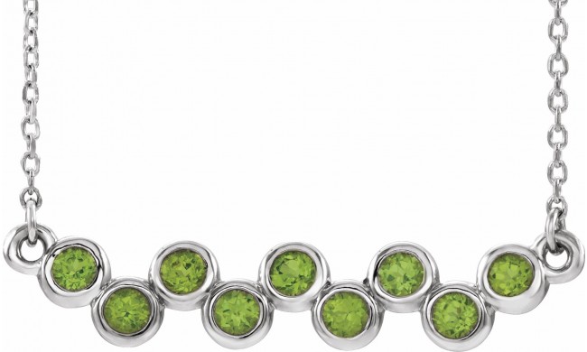 14K White Peridot Bezel-Set Bar 16-18 Necklace