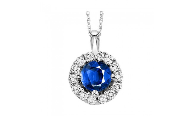 Gems One 14Kt White Gold Diamond (1/12Ctw) & Sapphire (1/4 Ctw) Pendant