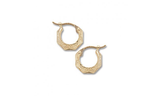 14K Yellow Gold Extra Small Embossed Diamond Cut Hoops